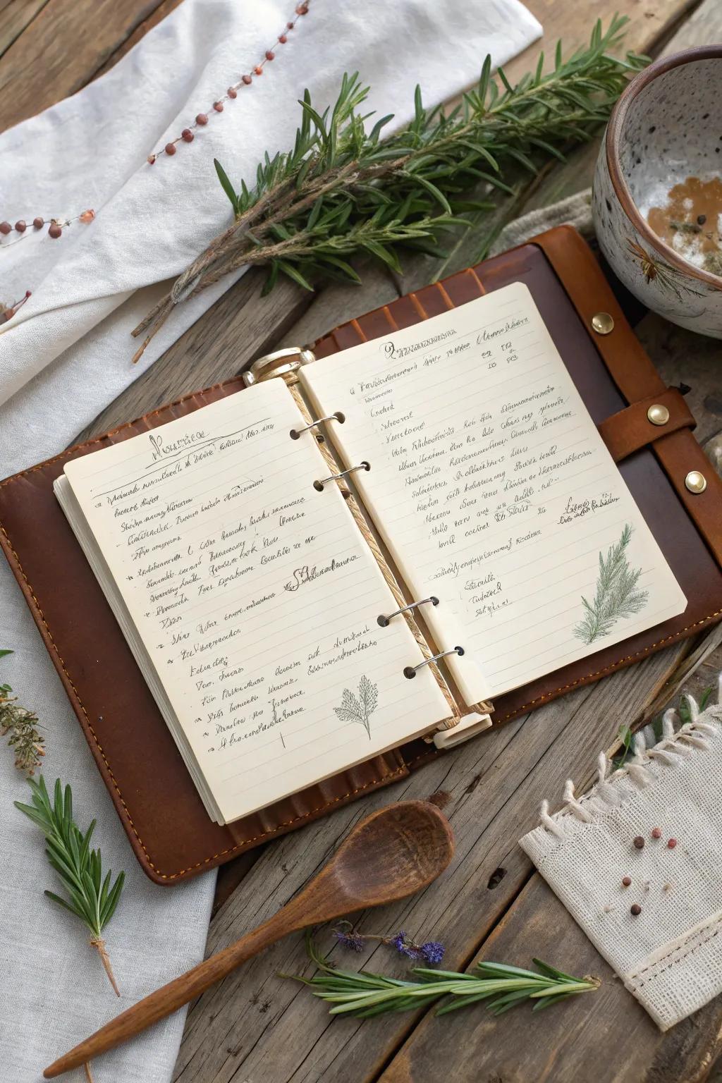 Capture your culinary journey in a beautifully crafted recipe journal. #JournalingIdeas #ScandinavianBoho