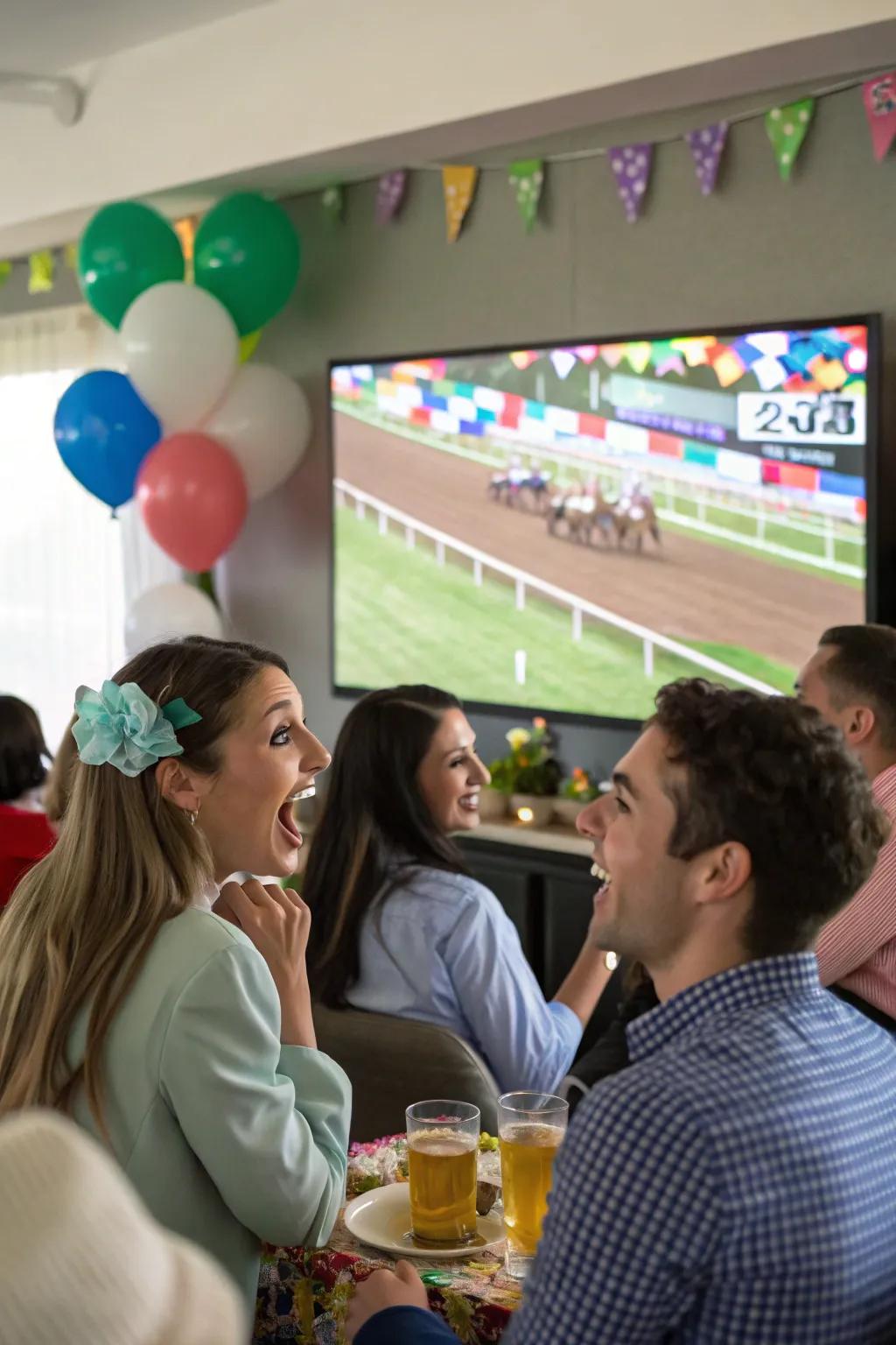Attendees gathered to view the exhilarating Grand National race.