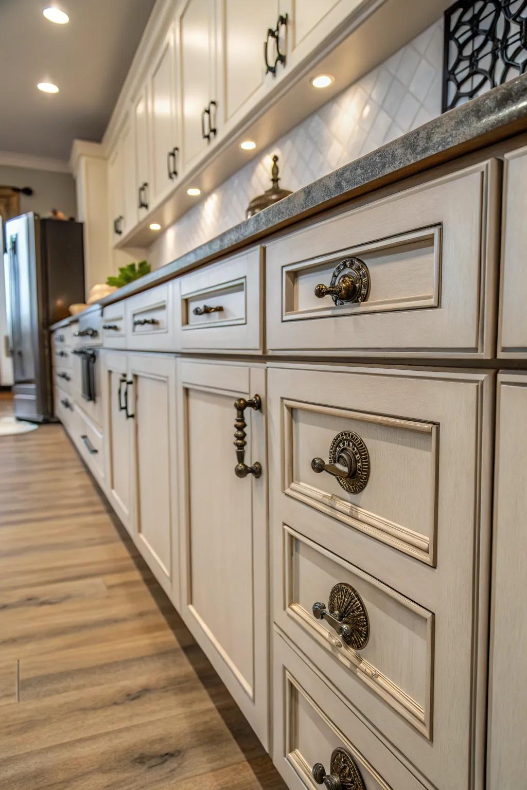 Custom forms contribute a unique and personal element to kitchen units.