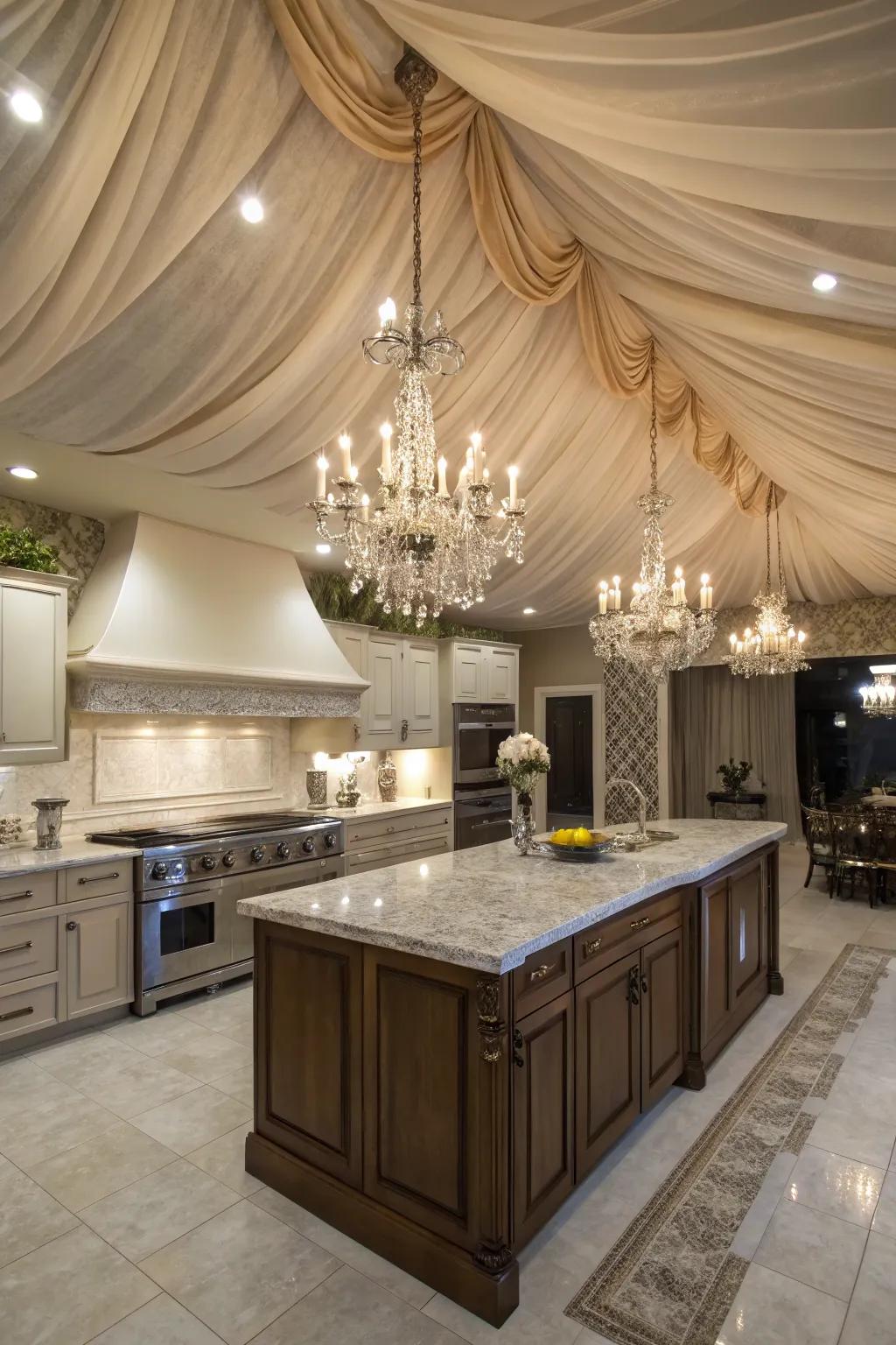 Drape luxury with a fabric-draped ceiling.