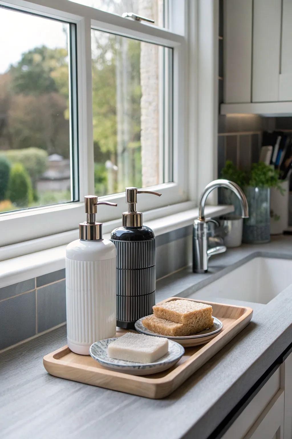 Chic hand wash dispensers append a touch of refinement.