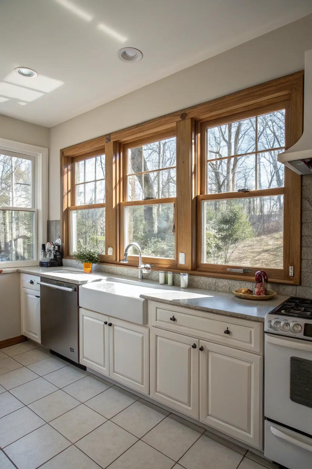 A culinary space showcasing versatile vertically gliding panes.