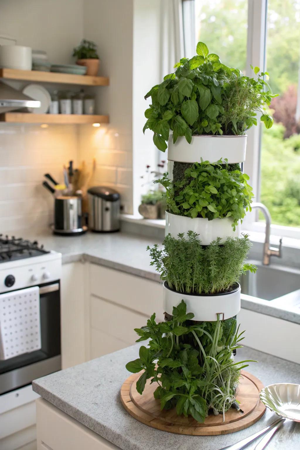 Maximize space with a lush vertical herb spire.