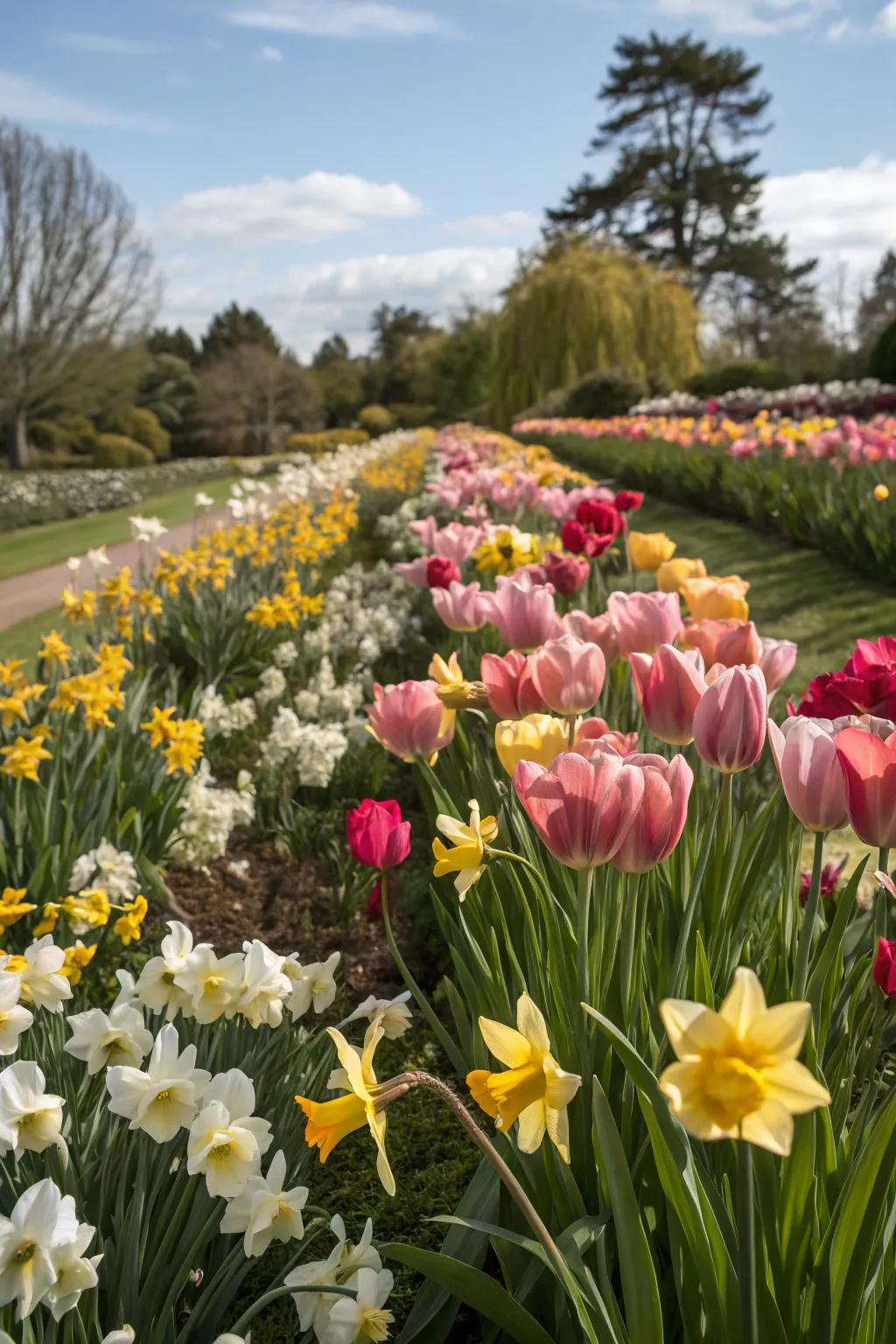 A mass planting of <strong>blossom rockets</strong> designing a dramatic and vibrant garden display.” loading=”lazy” class=”pimg”>
	</picture><figcaption>A mass planting of <strong>blossom rockets</strong> designing a dramatic and vibrant garden display.</figcaption></figure>
<p>For maximum impact, plant <strong>blossom rockets</strong> or <strong>golden trumpets</strong> en masse. This technique designs a dramatic display that can rival the fields of Holland.</p>
<h3>A few things you might like:</h3>
<ul class=
