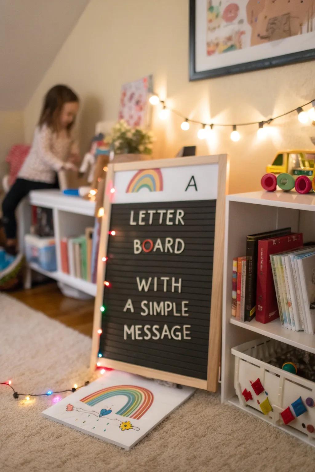 Celebrate your little ones’ creativity with a dedicated letter board.