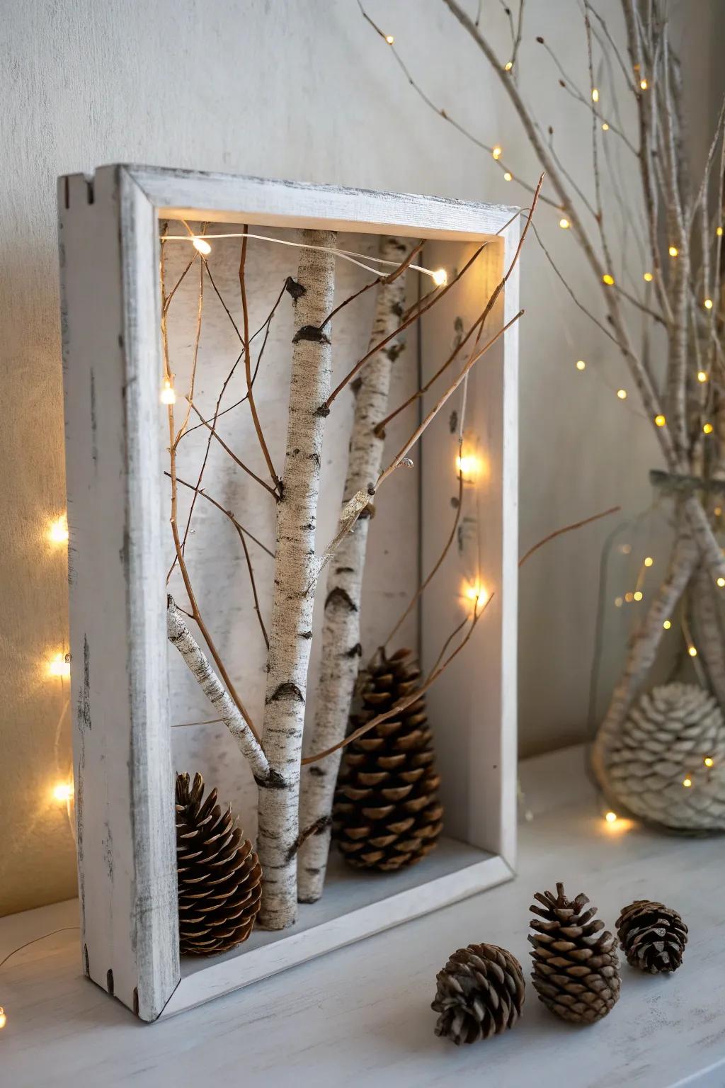 A serene Nordic-inspired Christmas shadow box