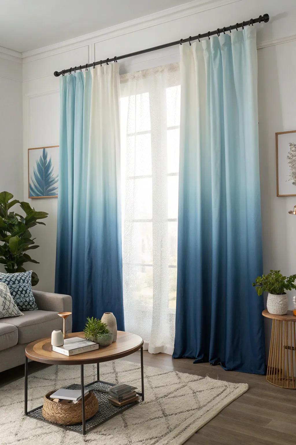 Ombre curtains introduce a contemporary alteration via their understated gradational aesthetic.