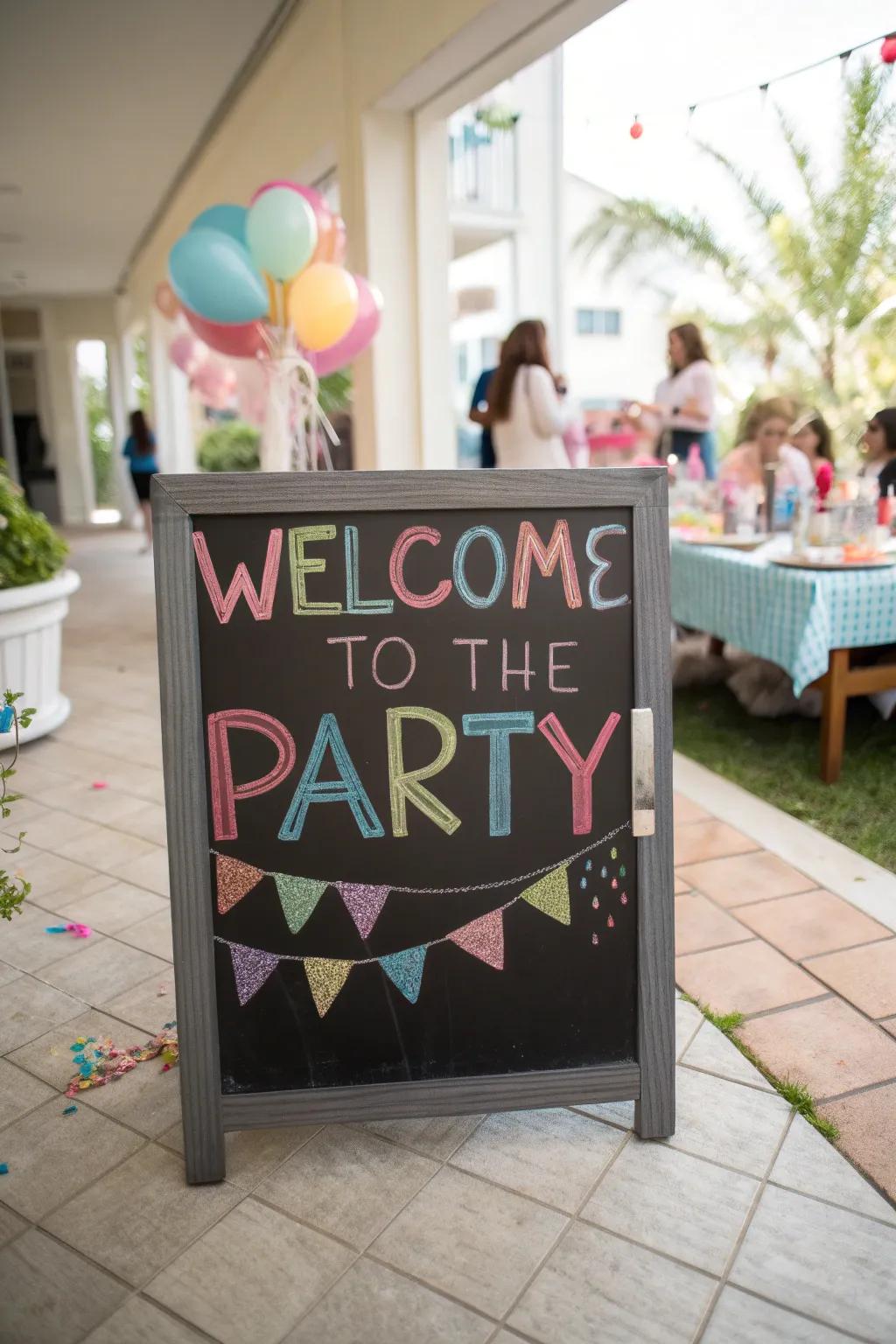 Chalkboards are both useful and playful for party settings.