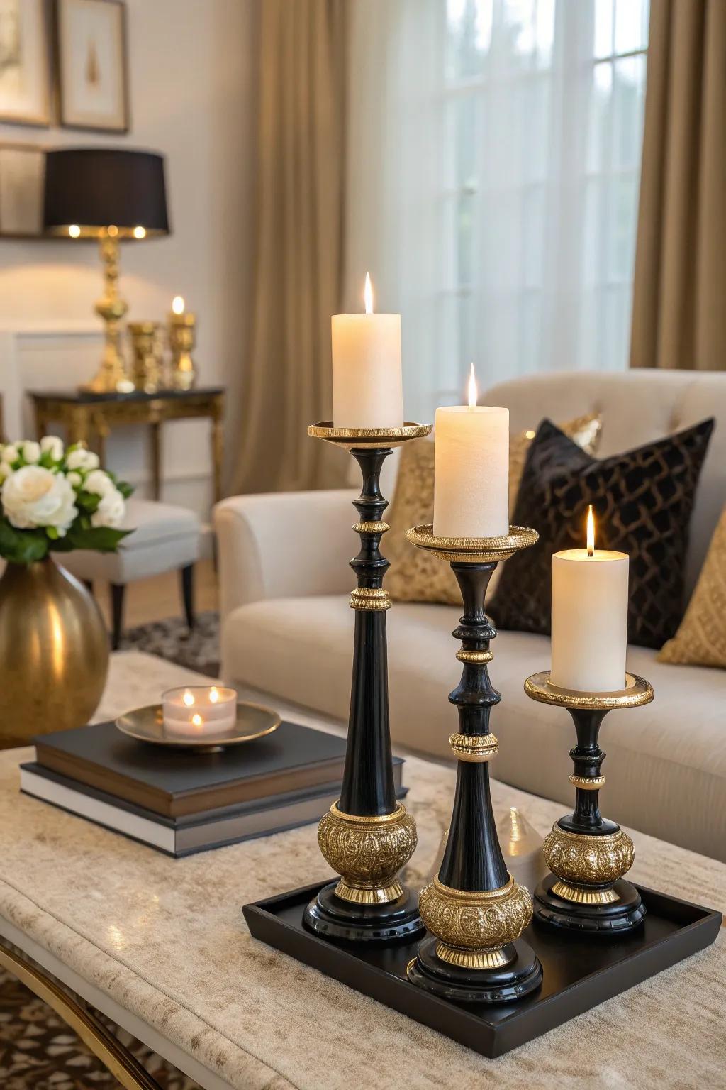 Elegant candles creating a cozy ambiance.