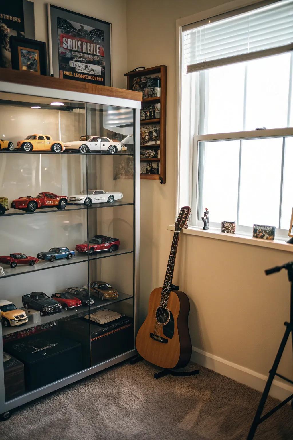 Display cases accentuate your activities and customize your man cave.