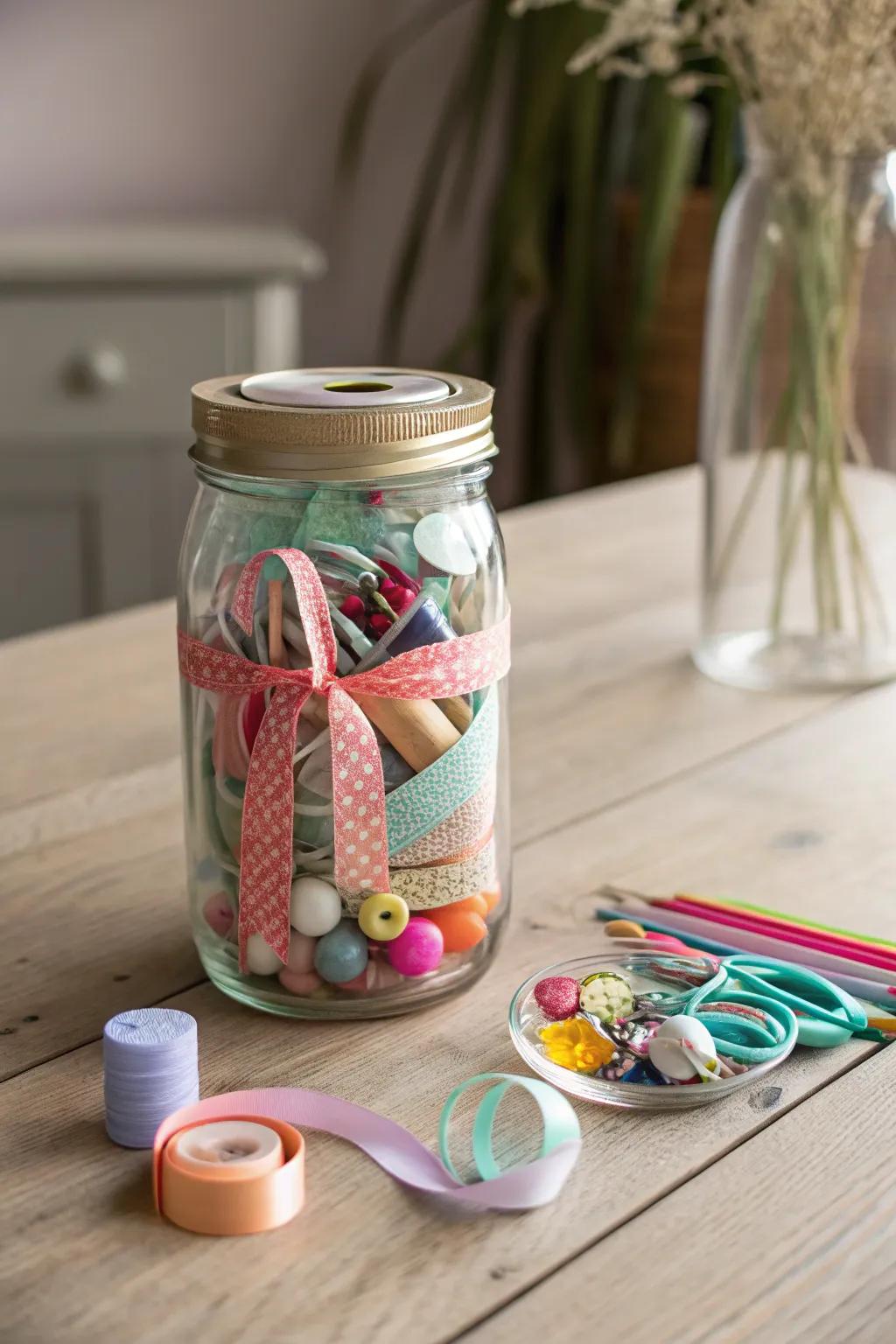Unleash creativity with a Handiwork Set in a Jar - the perfect gift for the crafty soul.