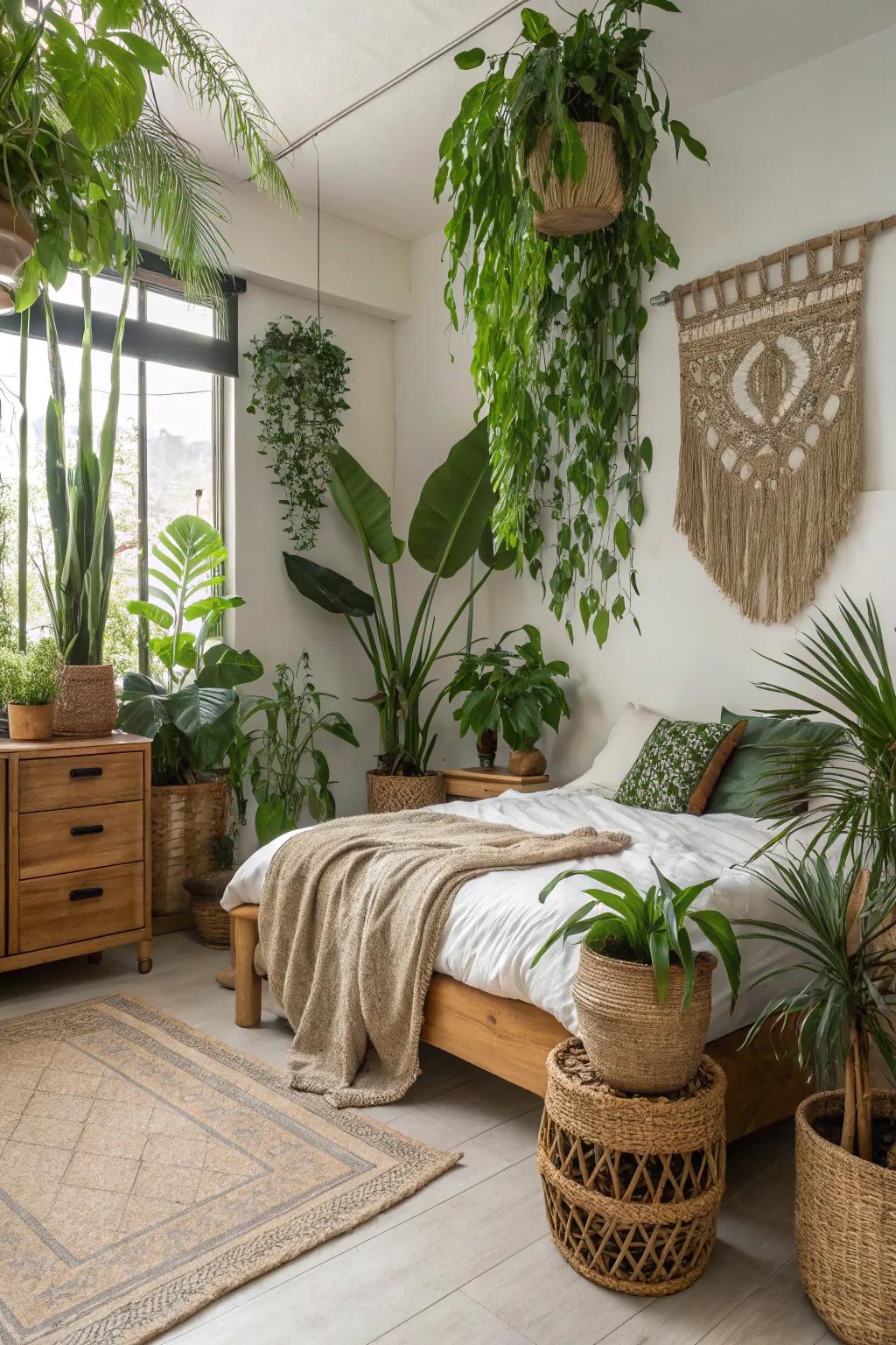 Biophilic elements foster a peaceful and organic environment.