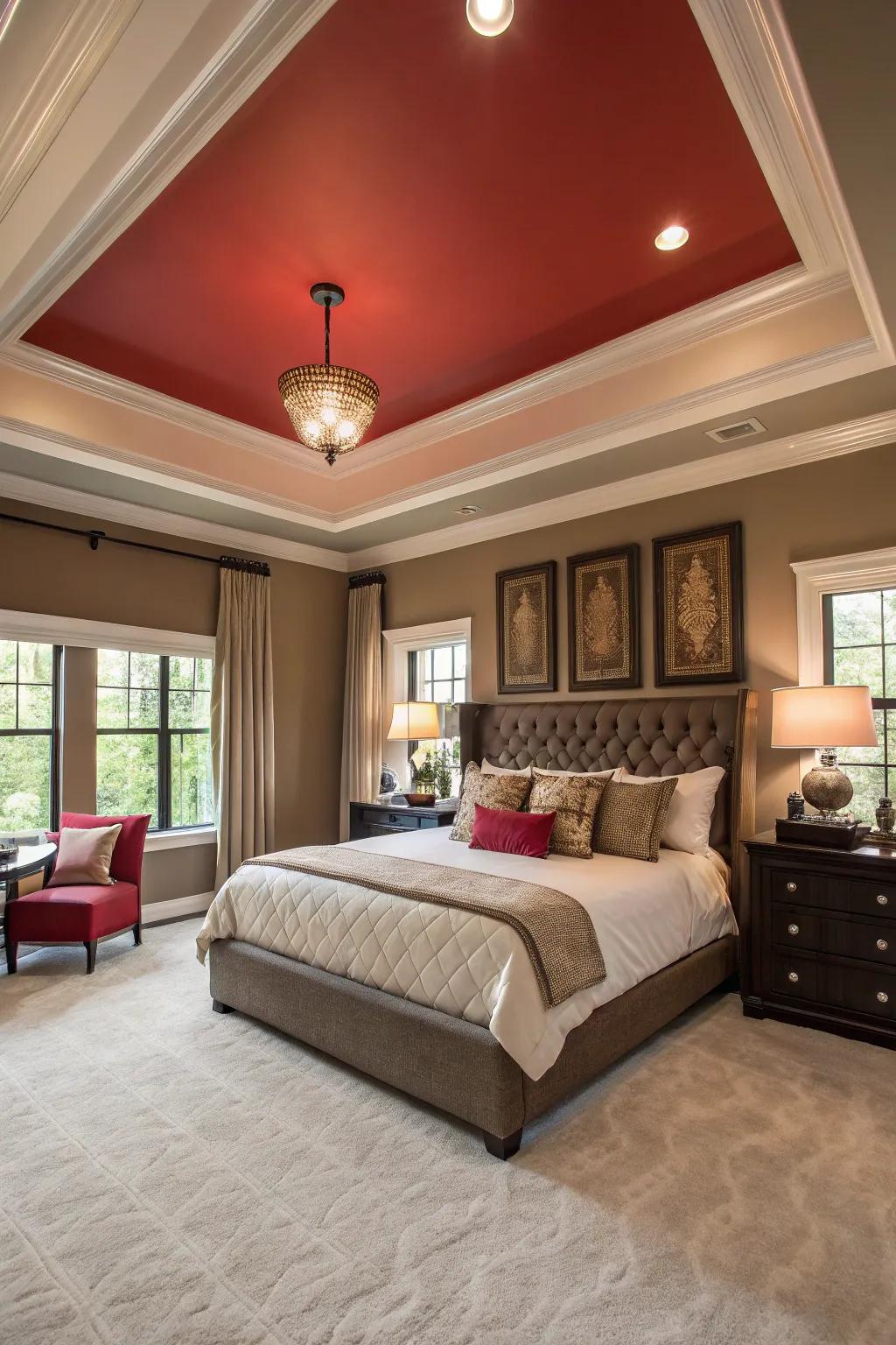 Bright shades can make your stepped ceiling the room's highlight.