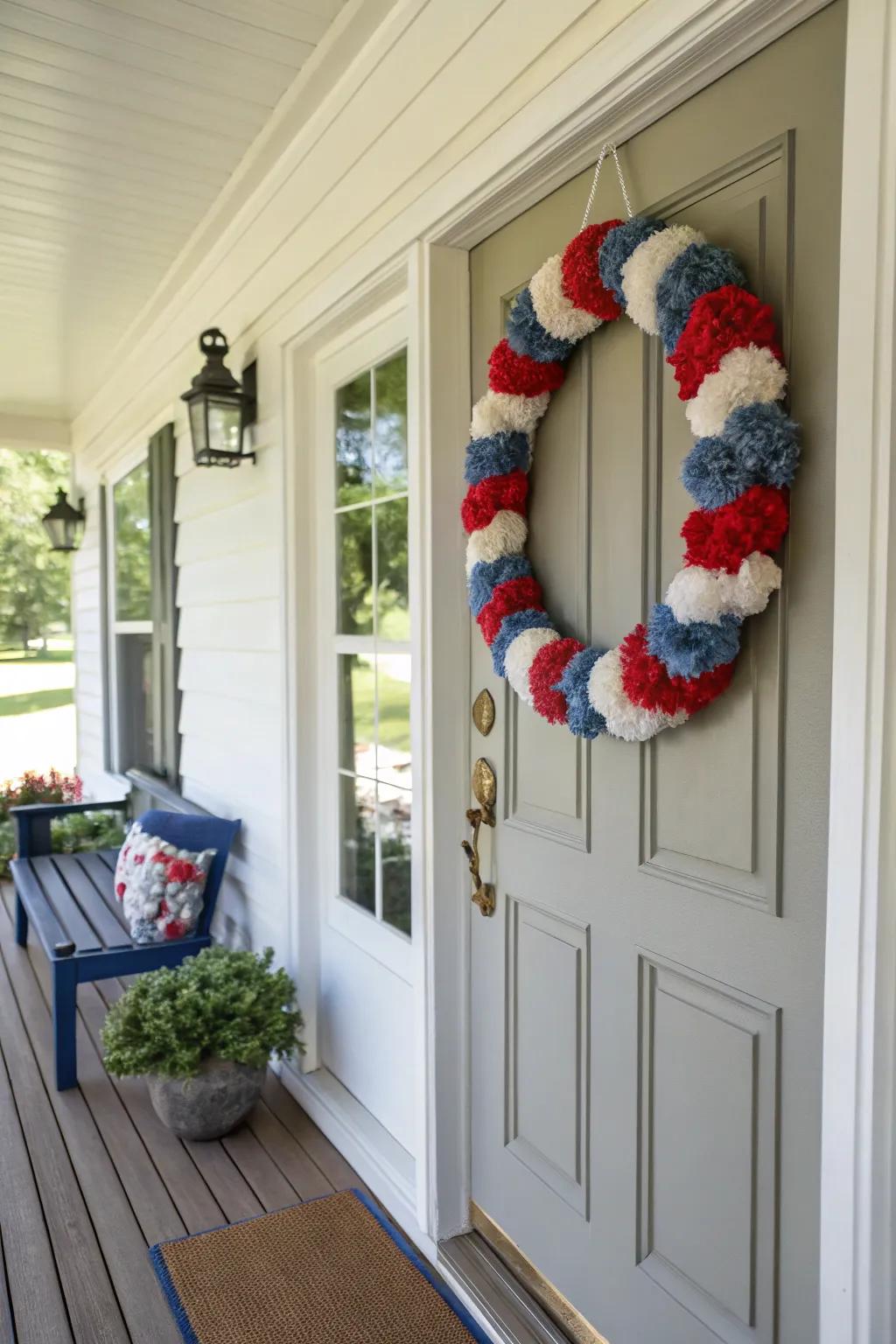 A snug and inviting thread-wrapped wreath.