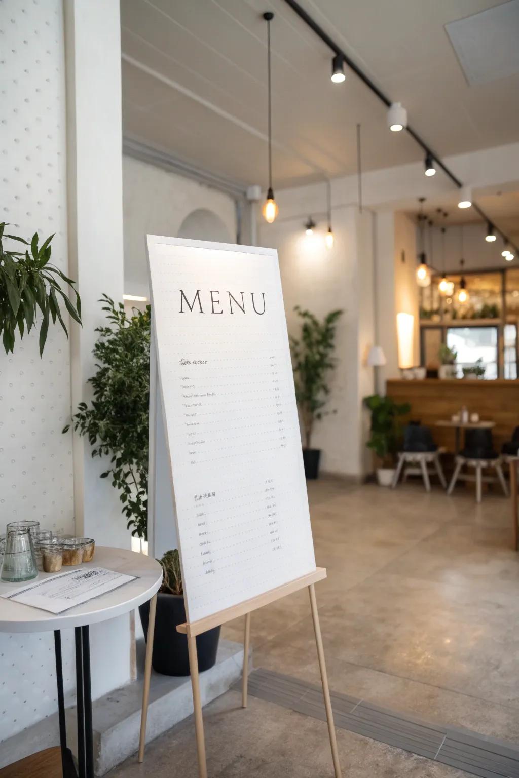 Craft a serene effect via an understated menu design.
