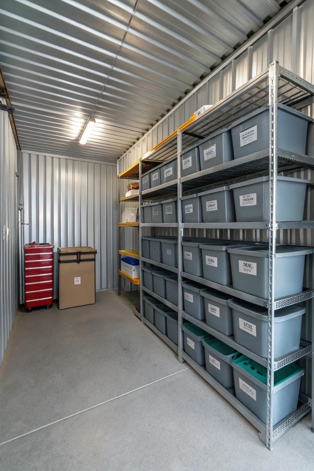 Labels keep storage orderly and accessible.