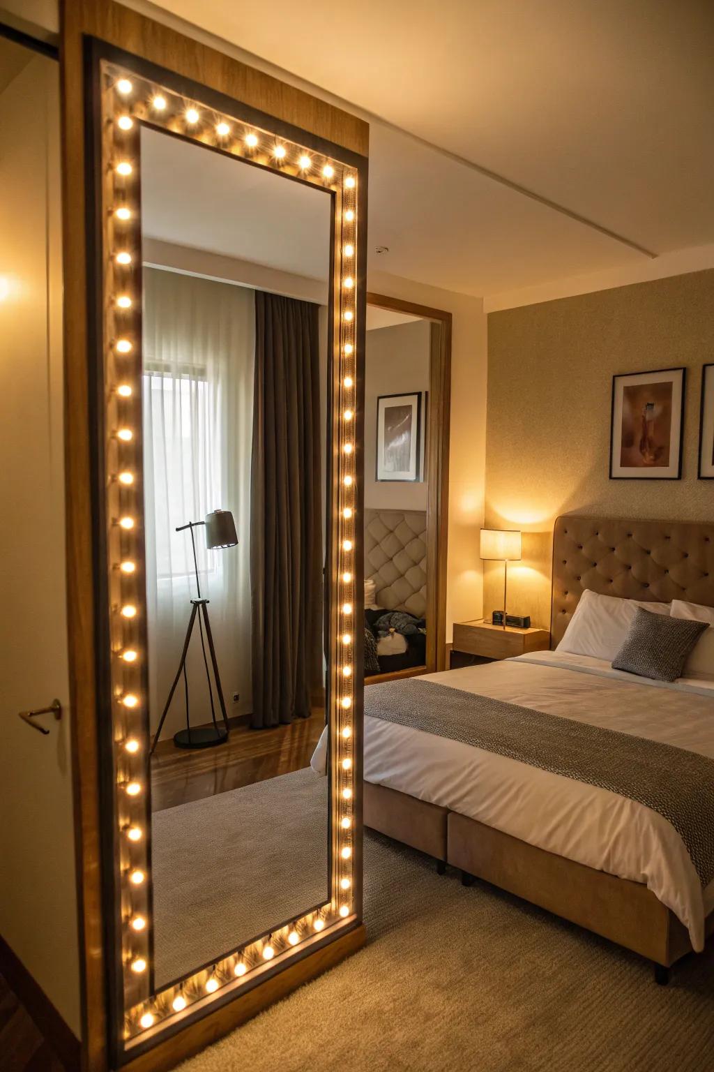 Illuminated reflectors introduce extra illumination and functionality to your bedroom.