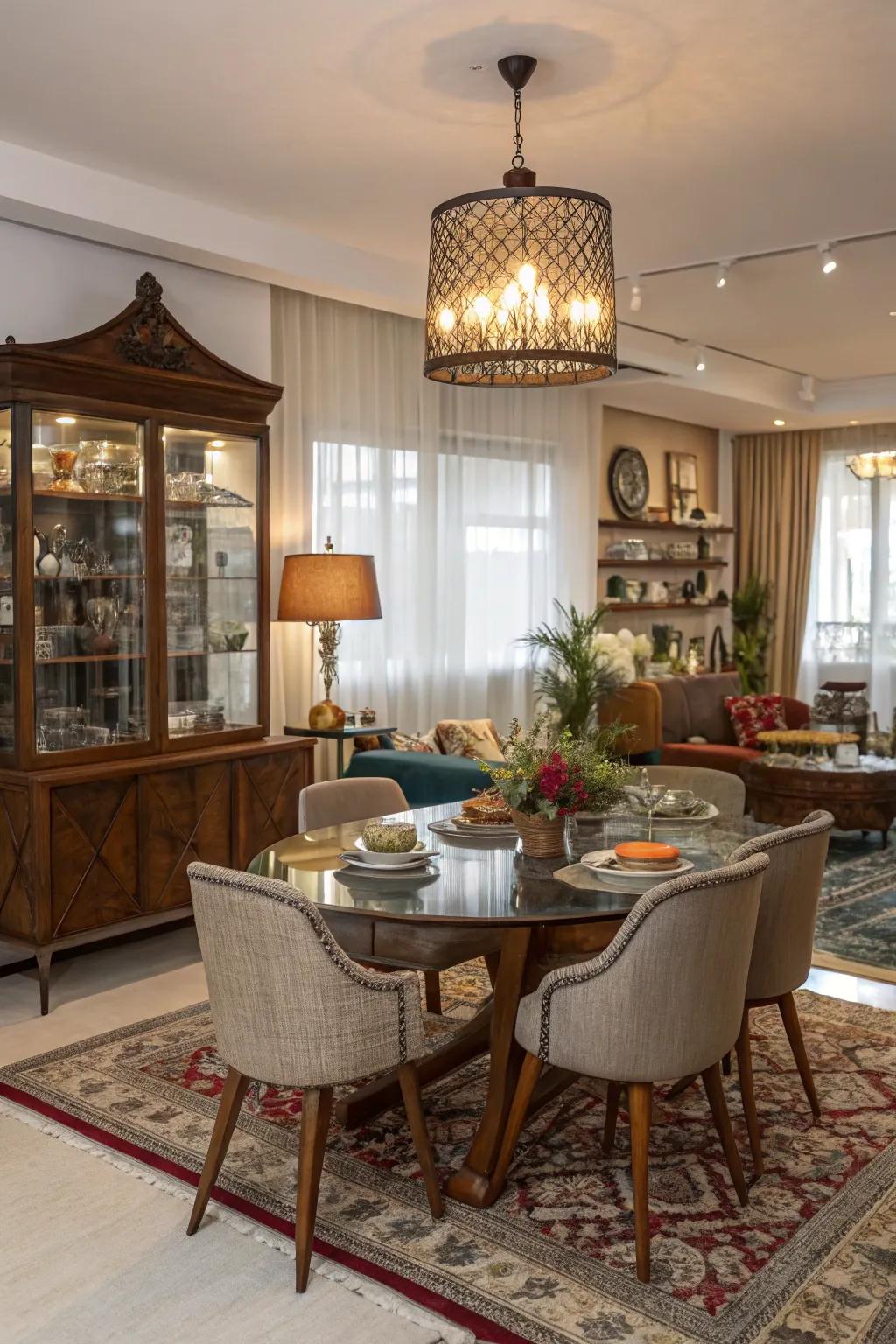 Decor from different sources can make your dining room visually engaging and unique.