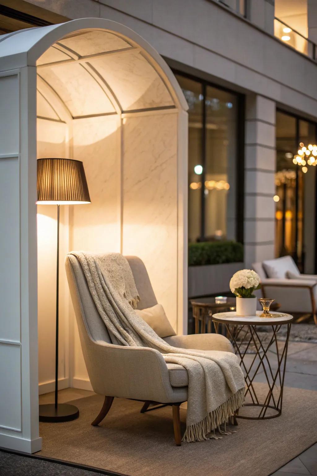 Relax in your alcove with a comfortable retreat setup.