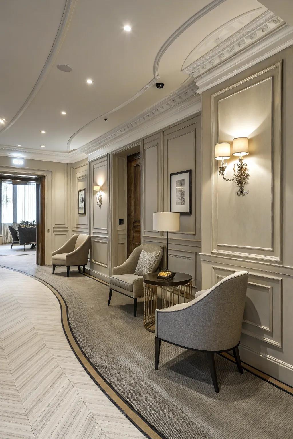 Contoured edgings adding a refined touch.