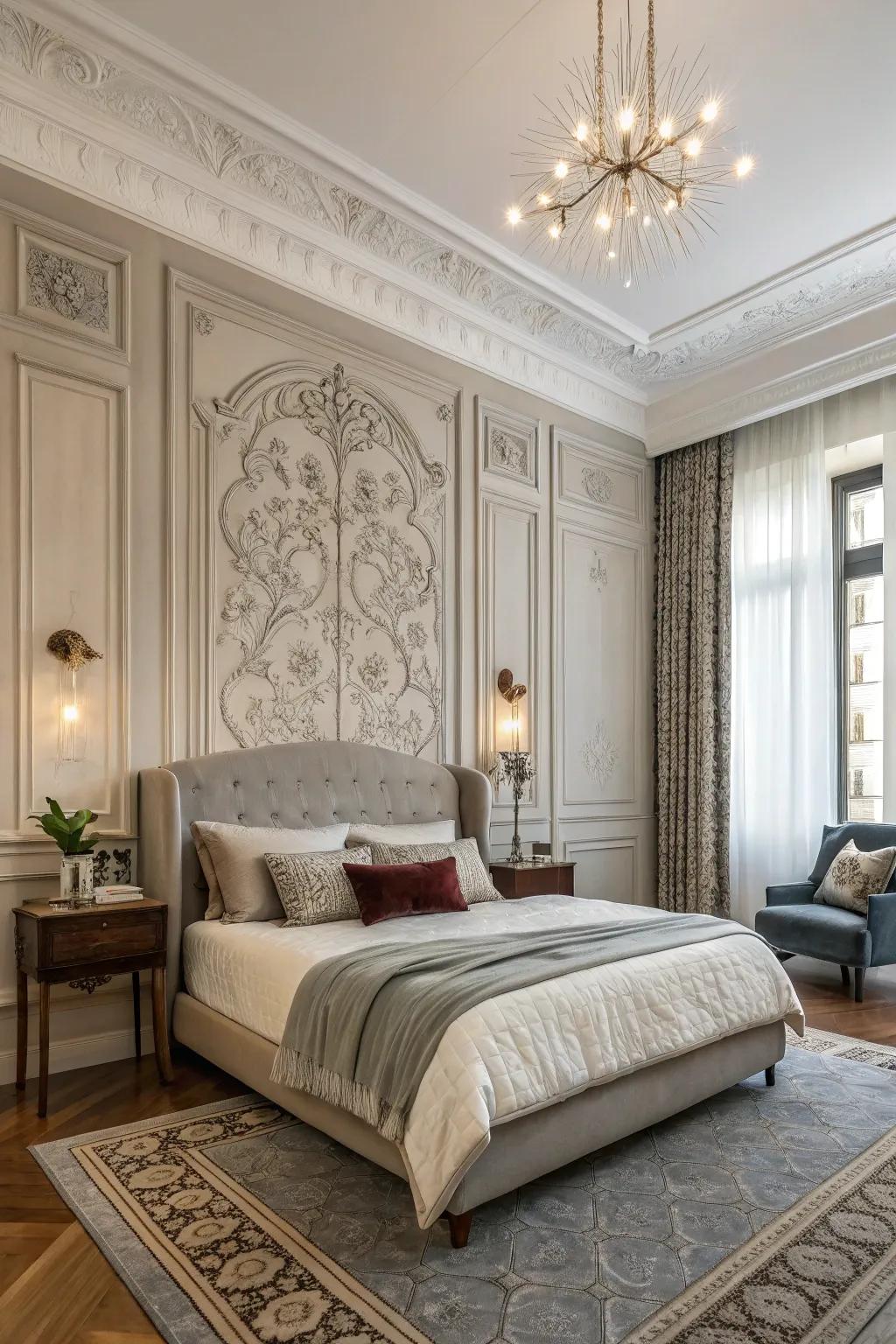 Wall features add timeless elegance to your bed wall.