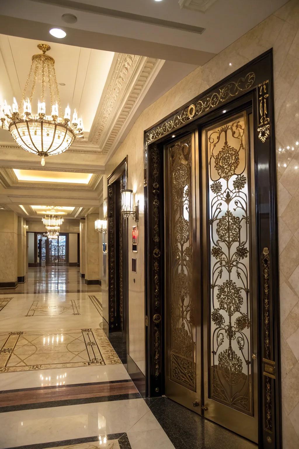 Elevator featuring custom doors for a great, stylish entrance.
