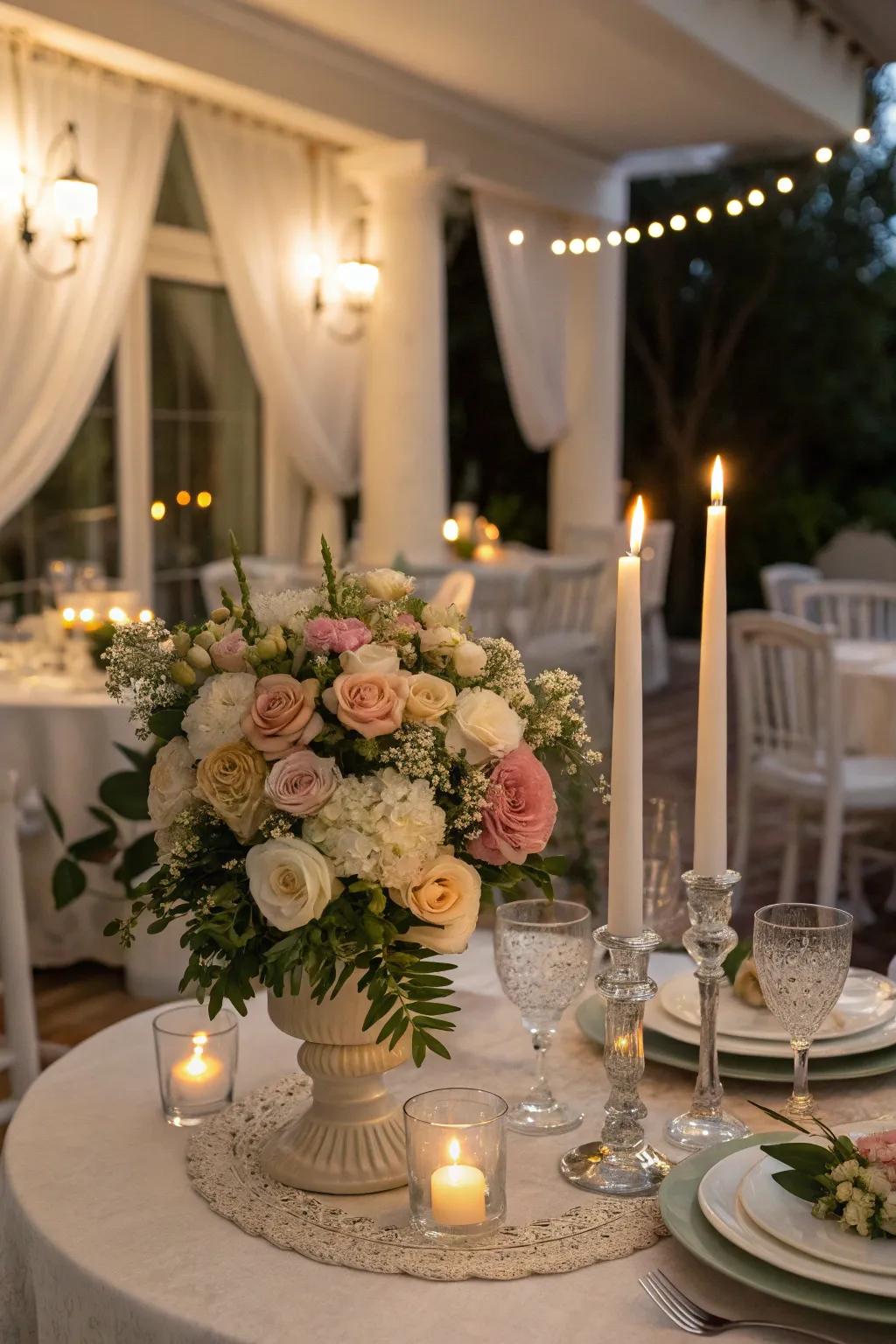 Romantic flowered illuminations establishing a captivating mood.