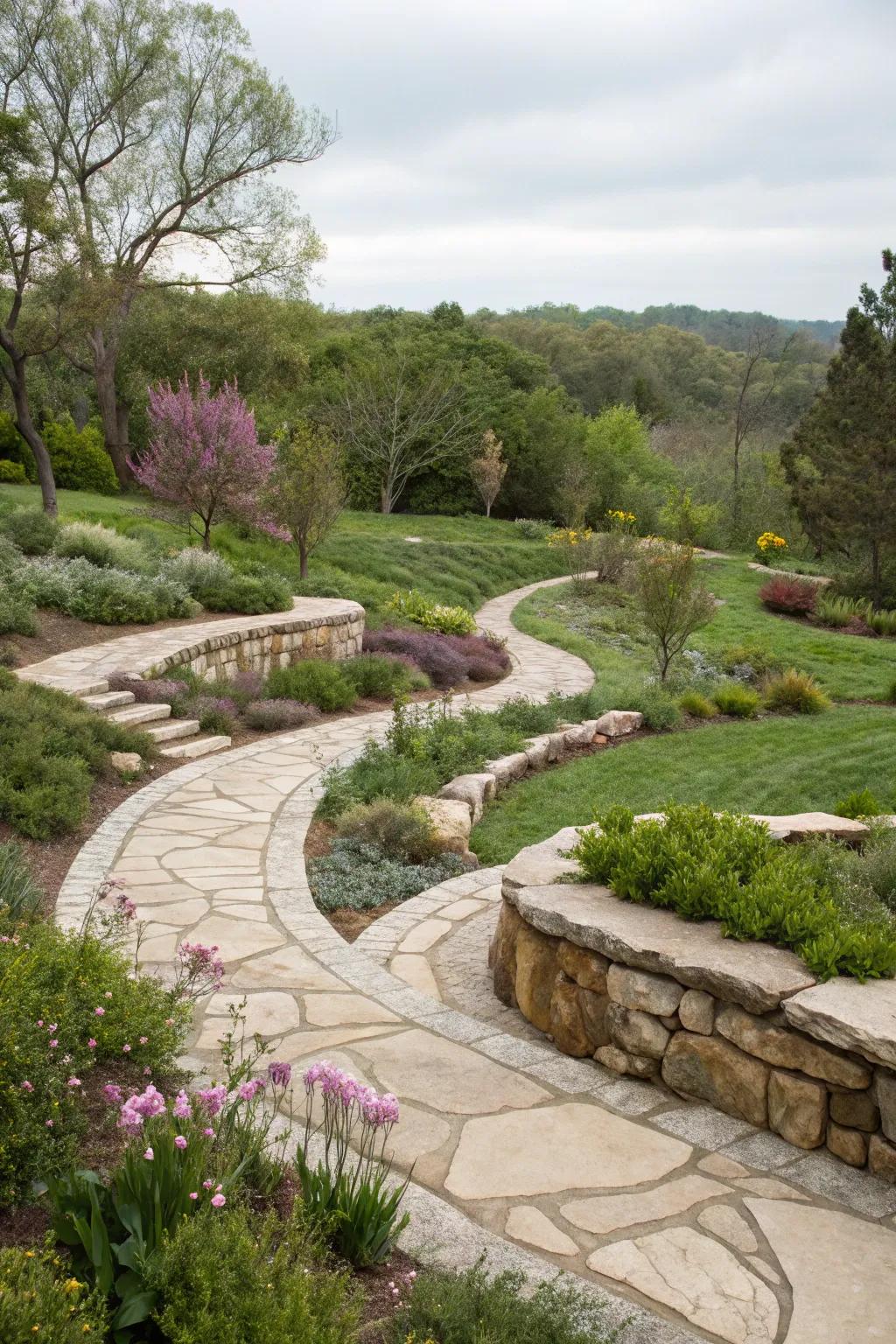 Natural stone lends texture and resilience to garden schemes.