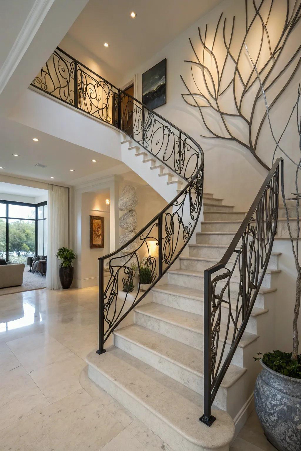 Artistic borders turning stairs into art.