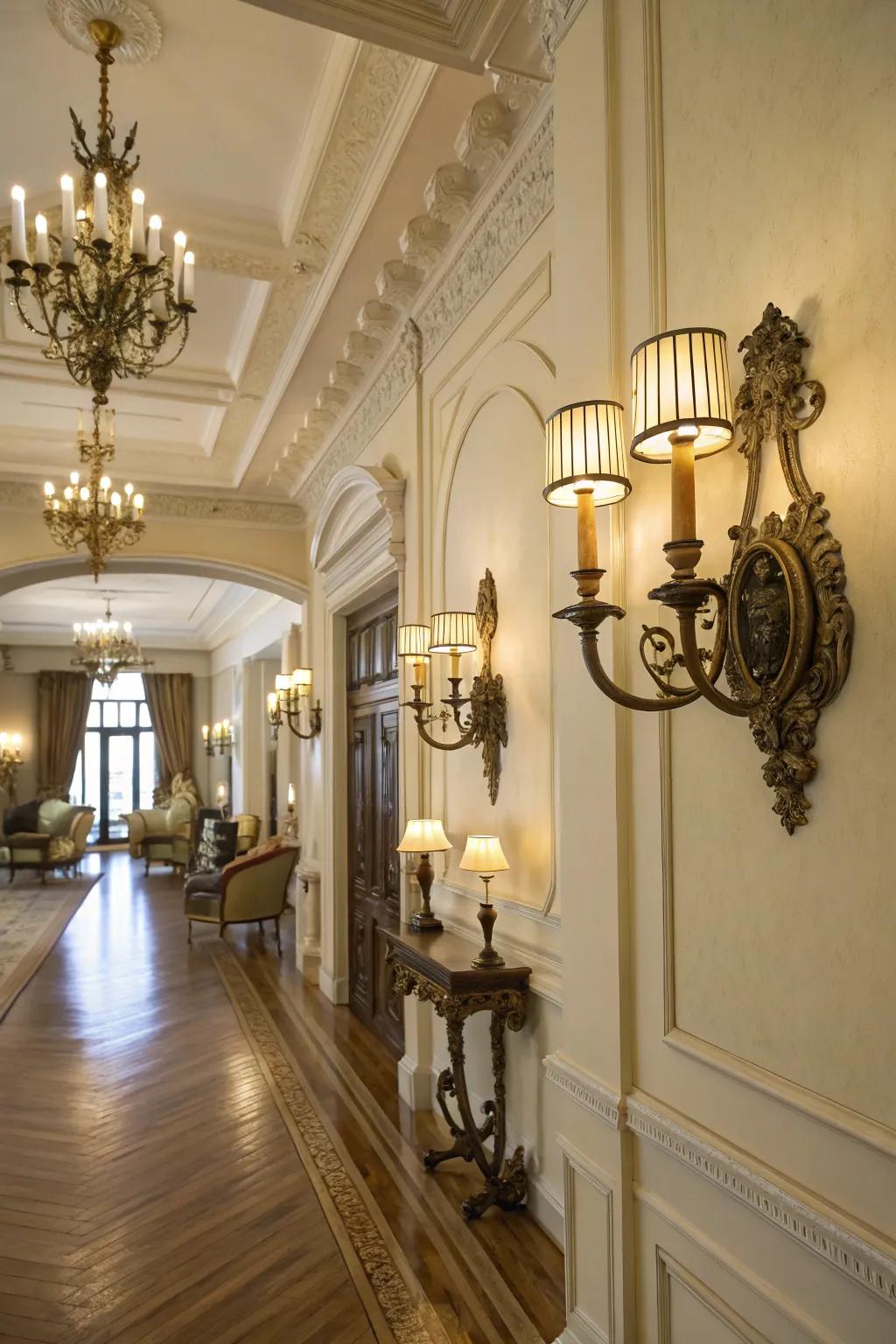Vintage sconces offer timeless elegance and charm.