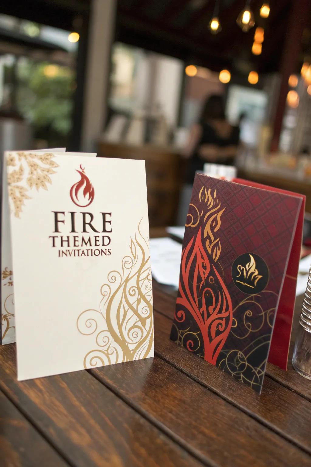 Inferno-themed invitations to kick off your party.
