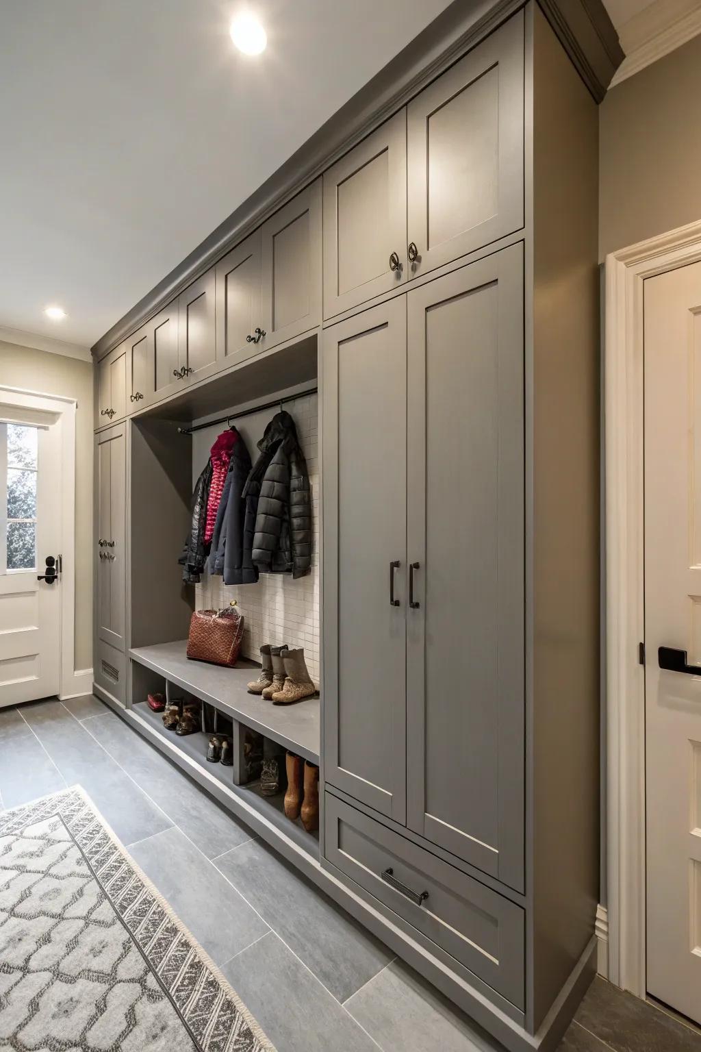 Closed cabinets ensure a clutter-free space.