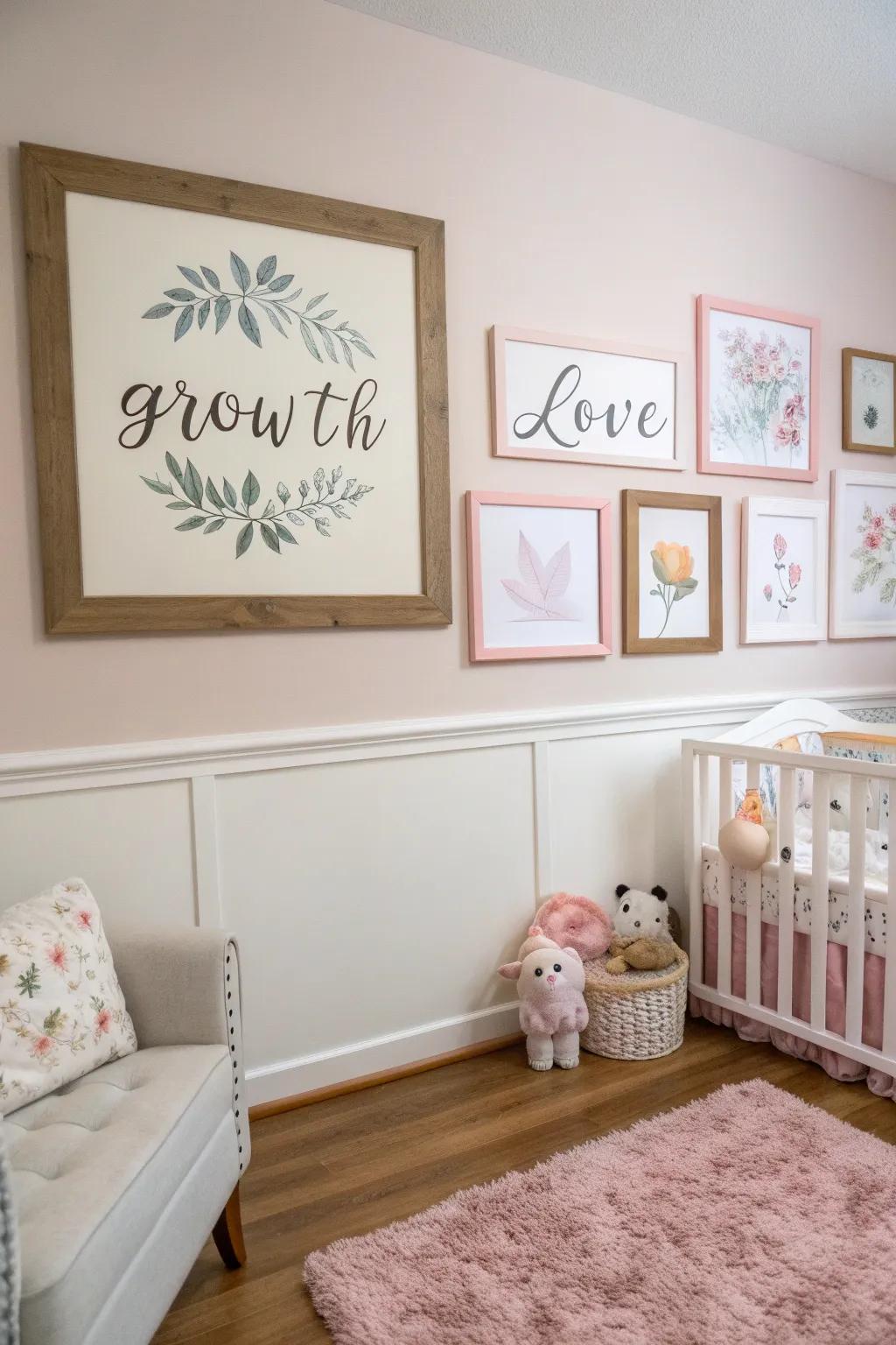 Framed words tell a meaningful story in your nursery.
