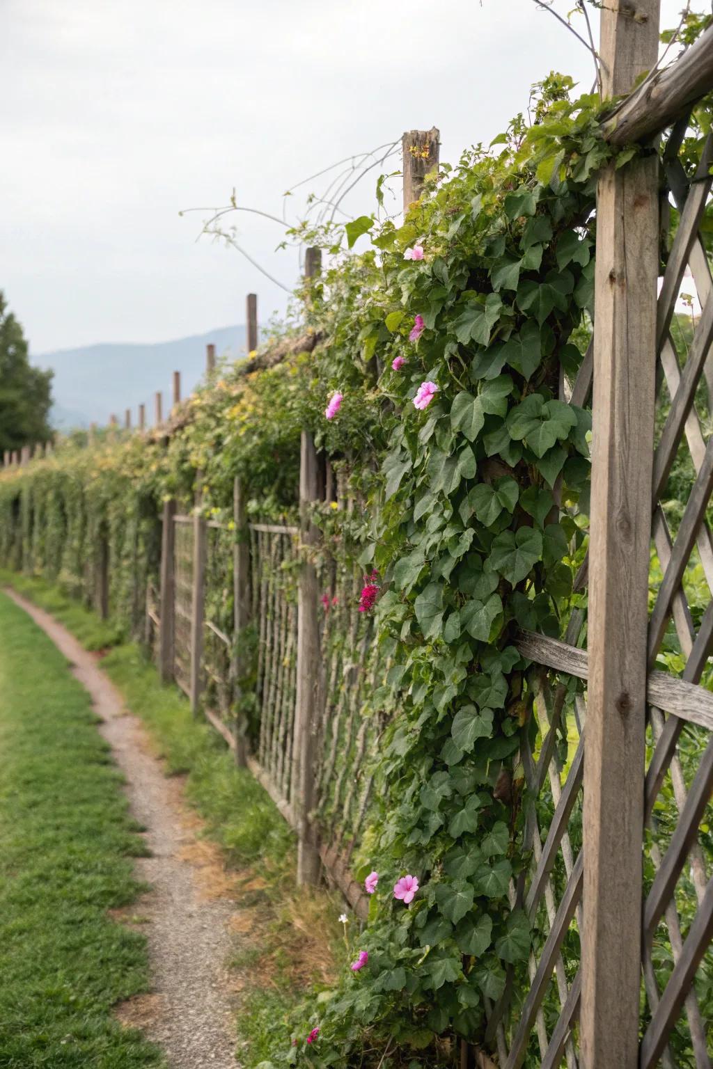 Embrace nature with a flourishing flora wall on your fence.