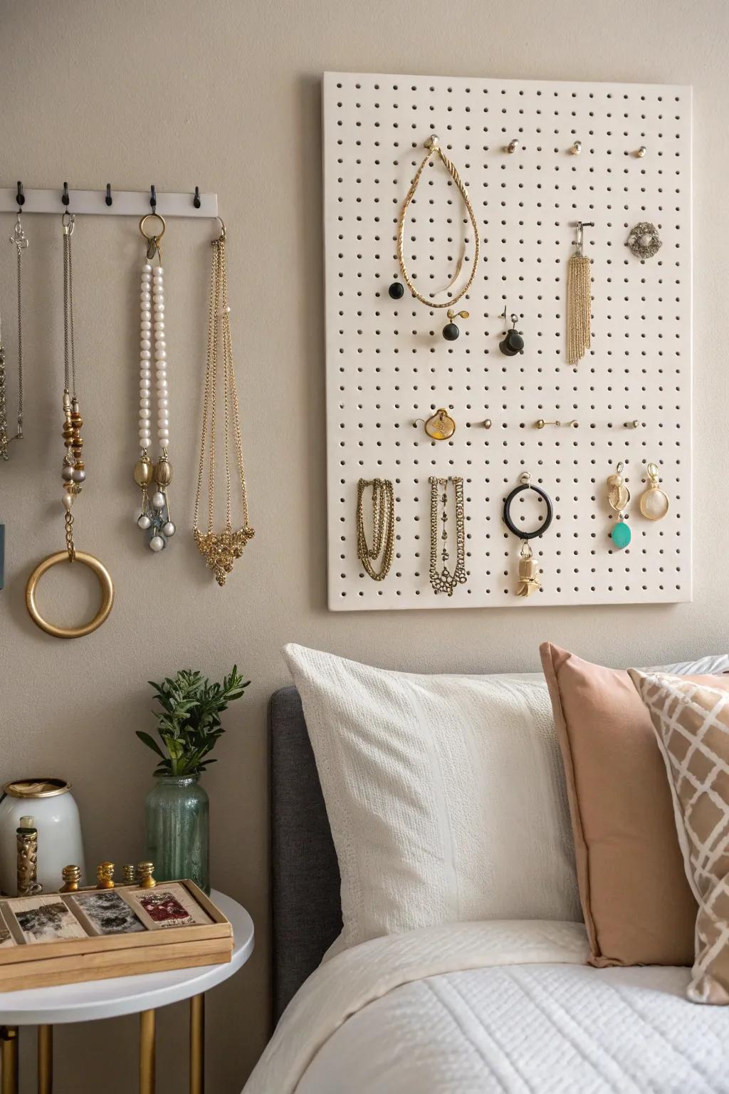 Enhance your wall space using a versatile pegboard.