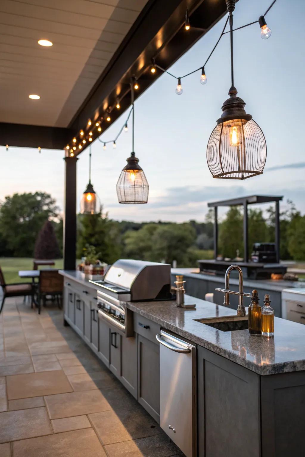 Pendant lights highlight key areas with style and function.