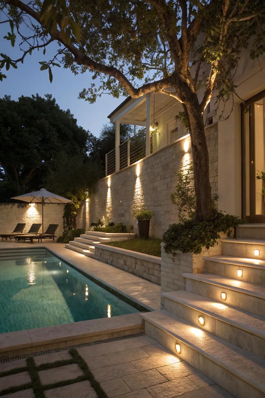 Hidden lights provide elegant illumination without disrupting the view.