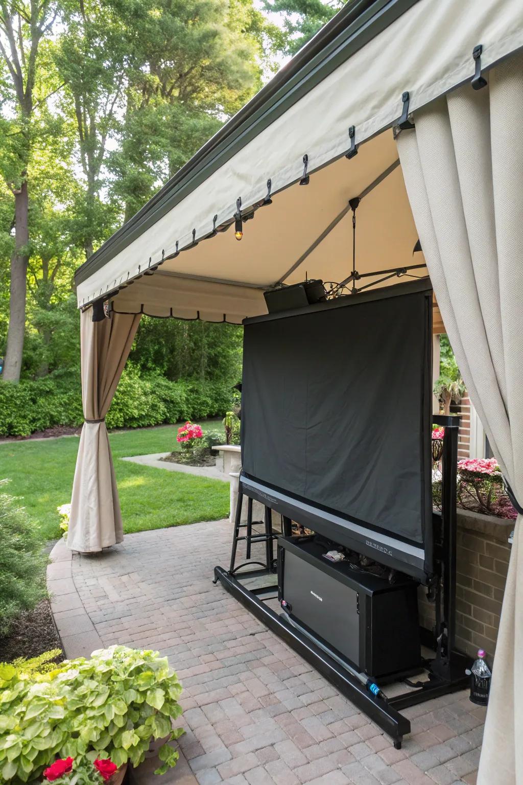 A retractable screen keeps your outdoor TV shielded and discreet.