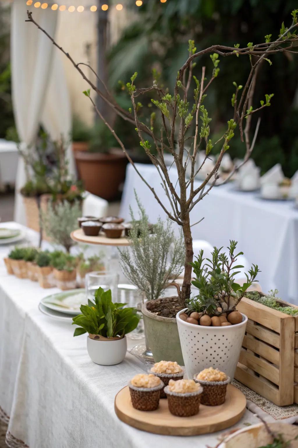 Natural elements infusing an earthy ambiance to the table