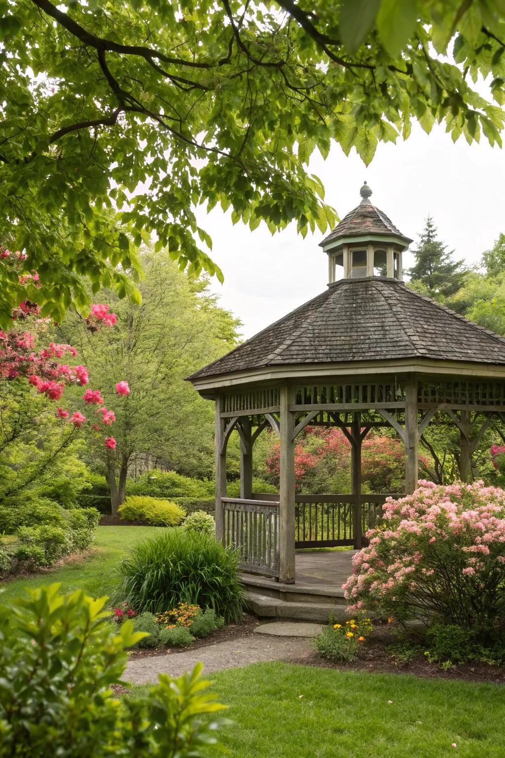 A resting spot transforms your patio into a garden haven.