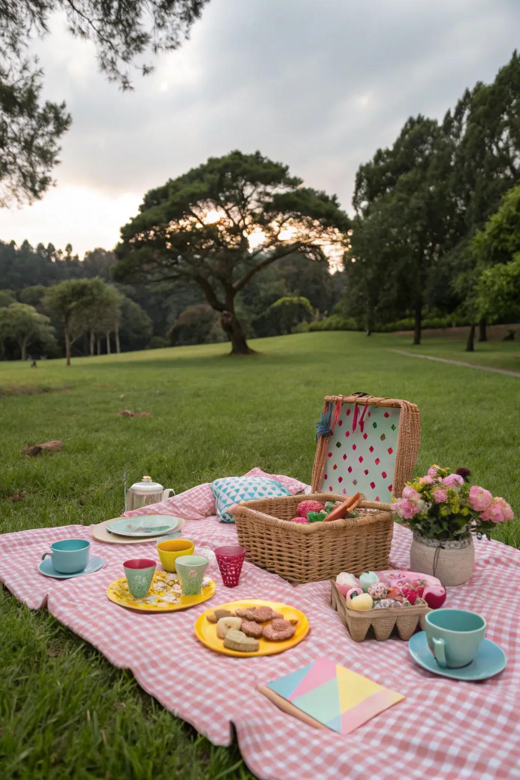A harmonious color palette elevates the overall picnic aesthetic.