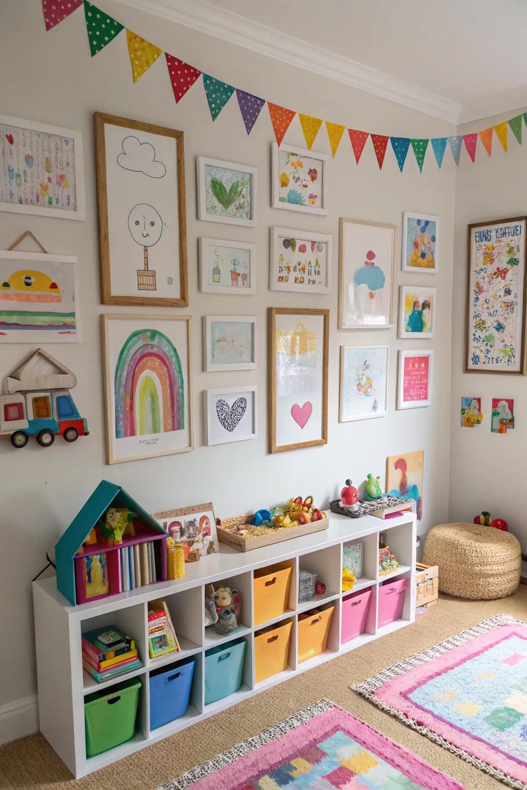 An artistic display canopy celebrates creativity and personal accomplishments.