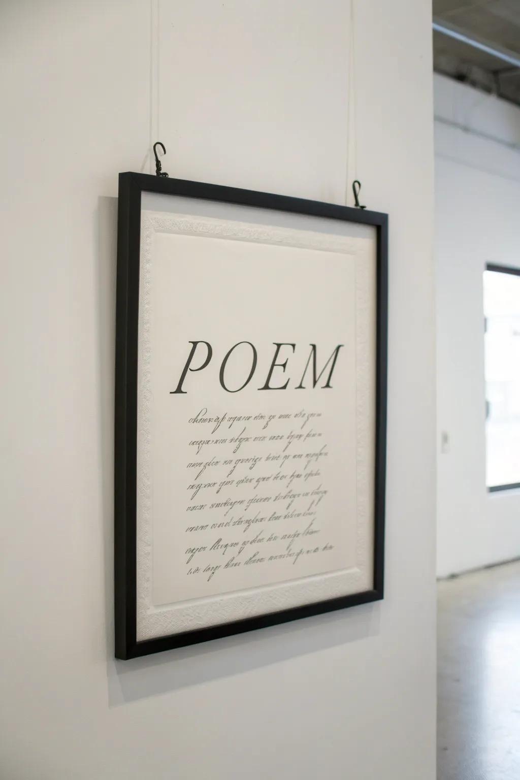 Poems' verses communicate expressively within minimalist designs.