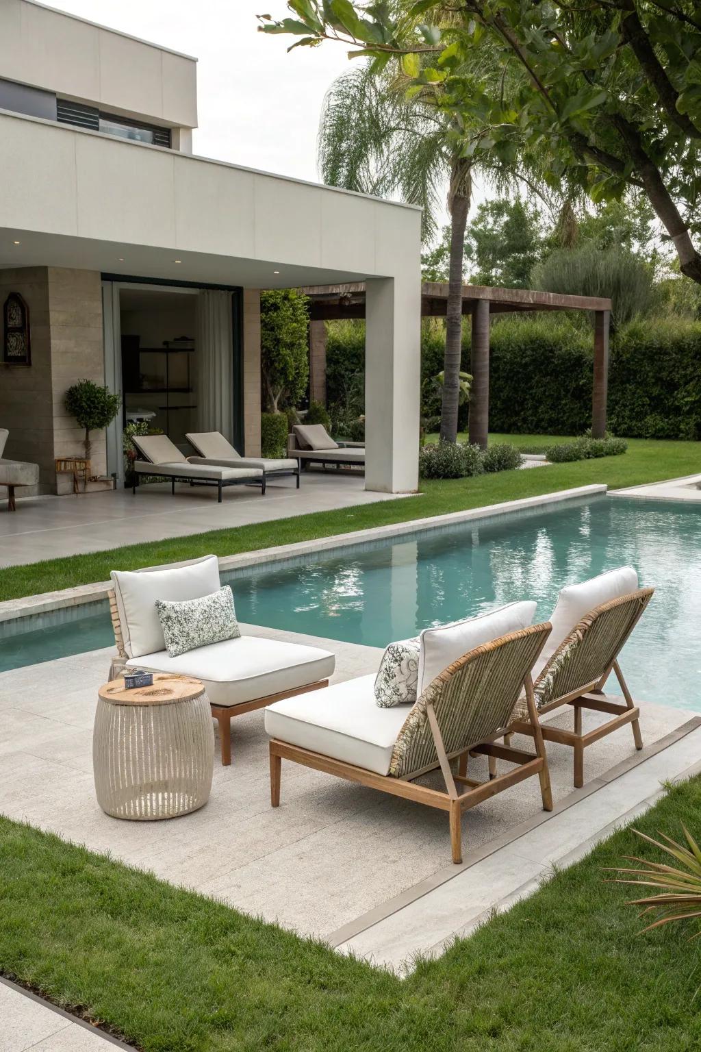 Streamlined furniture accentuates the clean lines of your pool space.