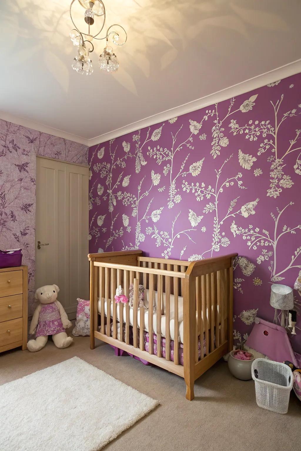 Patterned wallpapers add a unique personality to the room.