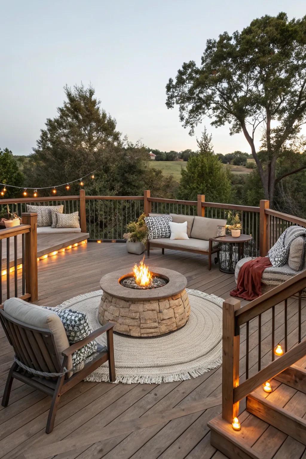 Congregate around a fire pit for intimate deck evenings.