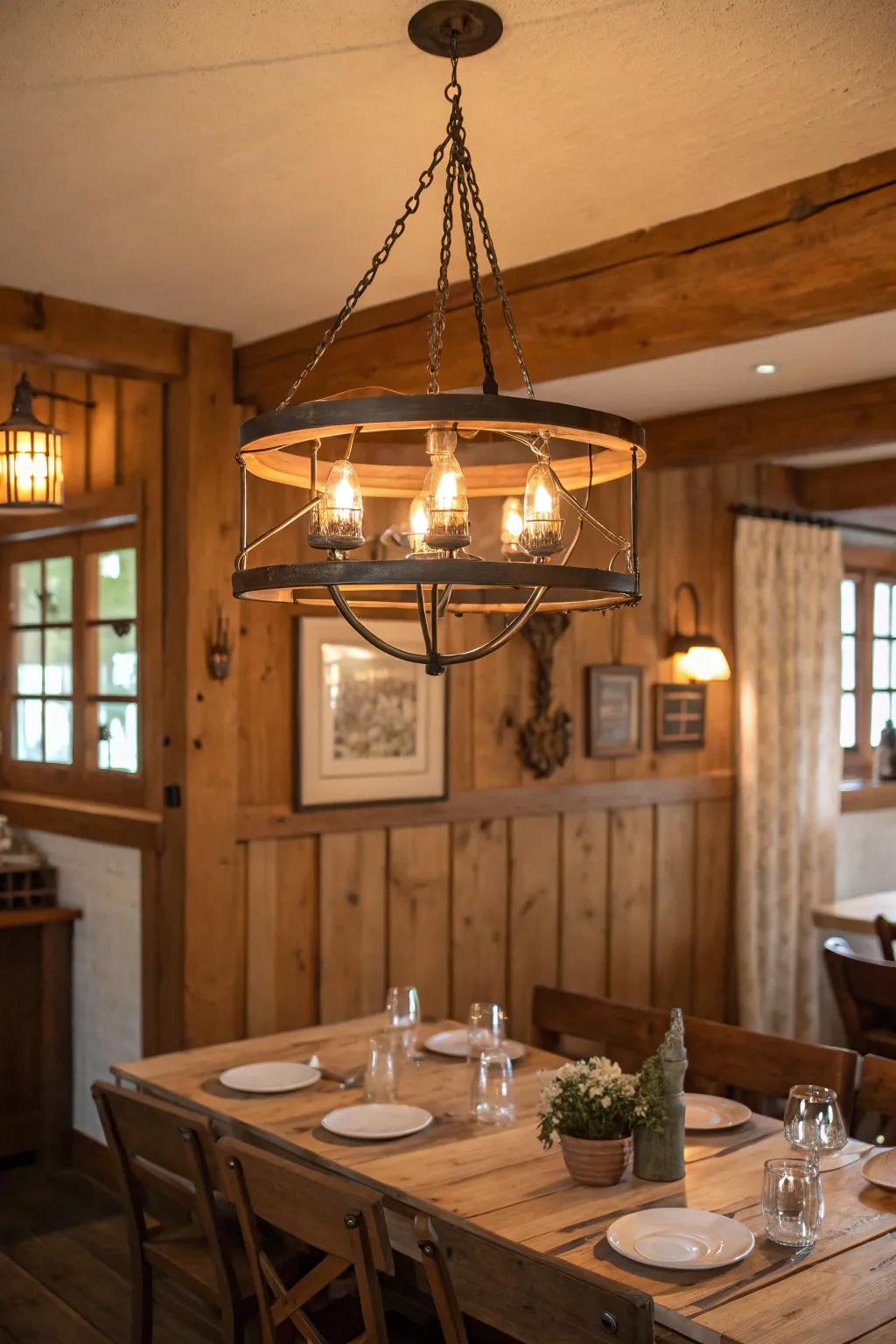Farmhouse lighting enhances the ambiance and character of the space.