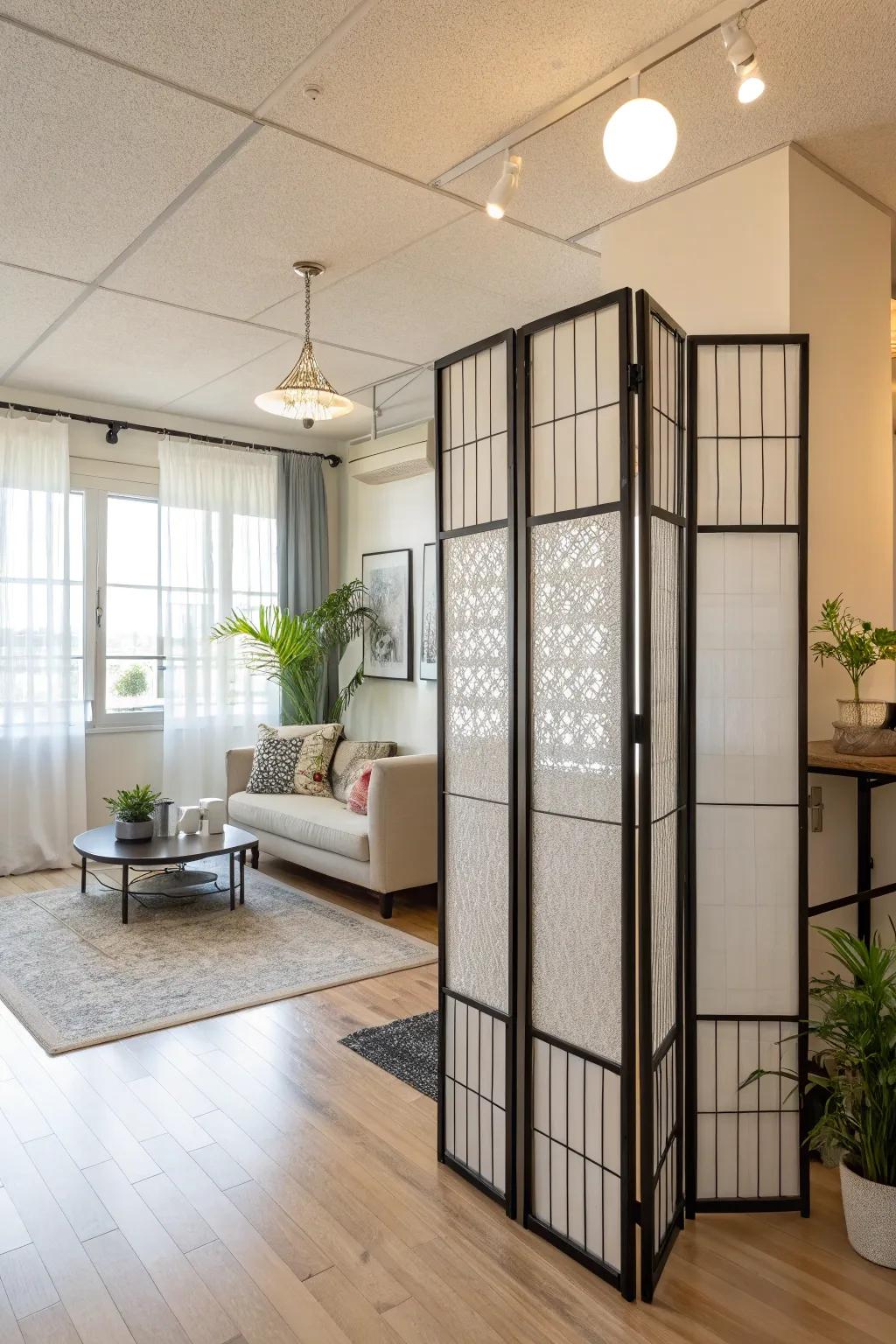 Create privacy using a stylish room divider.