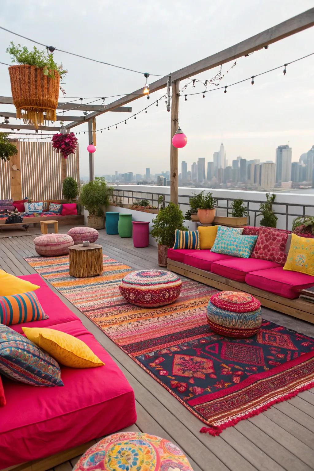 Convey a proclamation atop your terrace via a striking hue scheme.