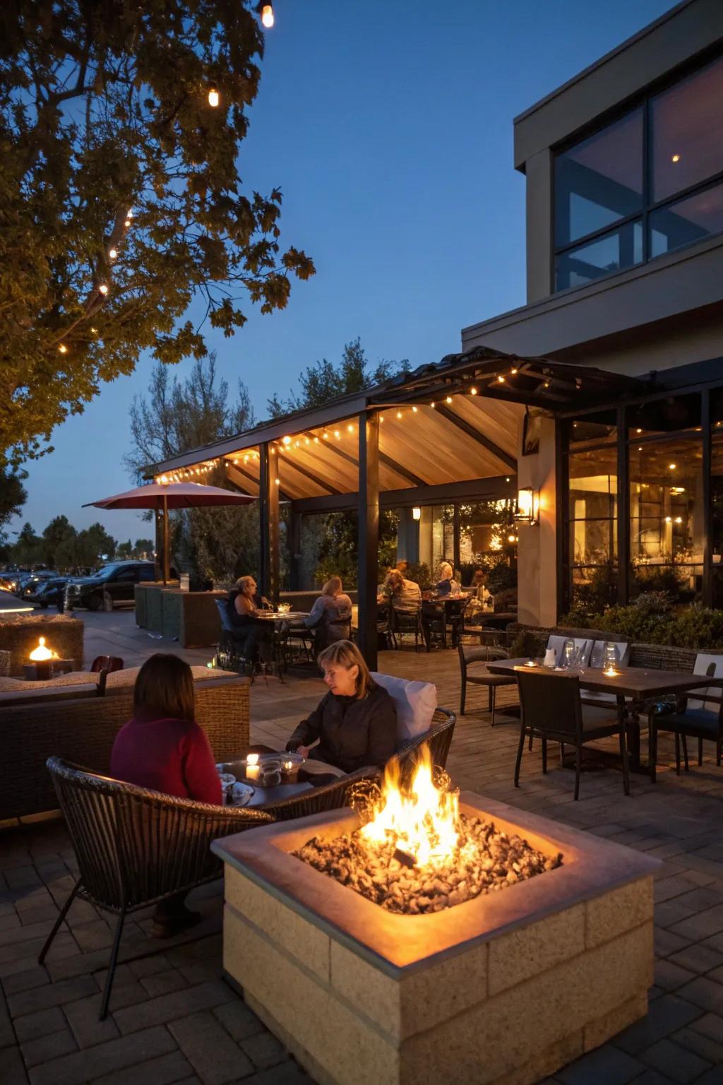 A fire pit appends warmth and ambiance to outdoor gatherings.